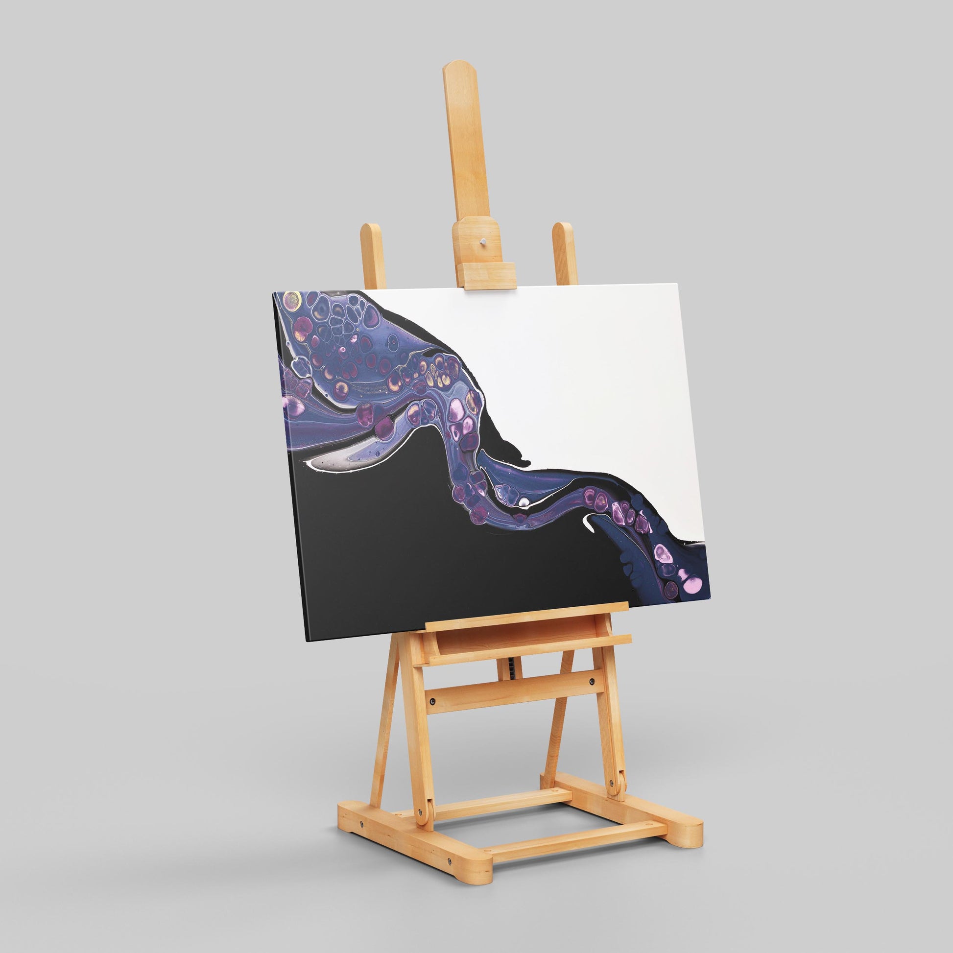 Cosmic Flow in Violet - Framed Canvas Wall Art Print - House Prints