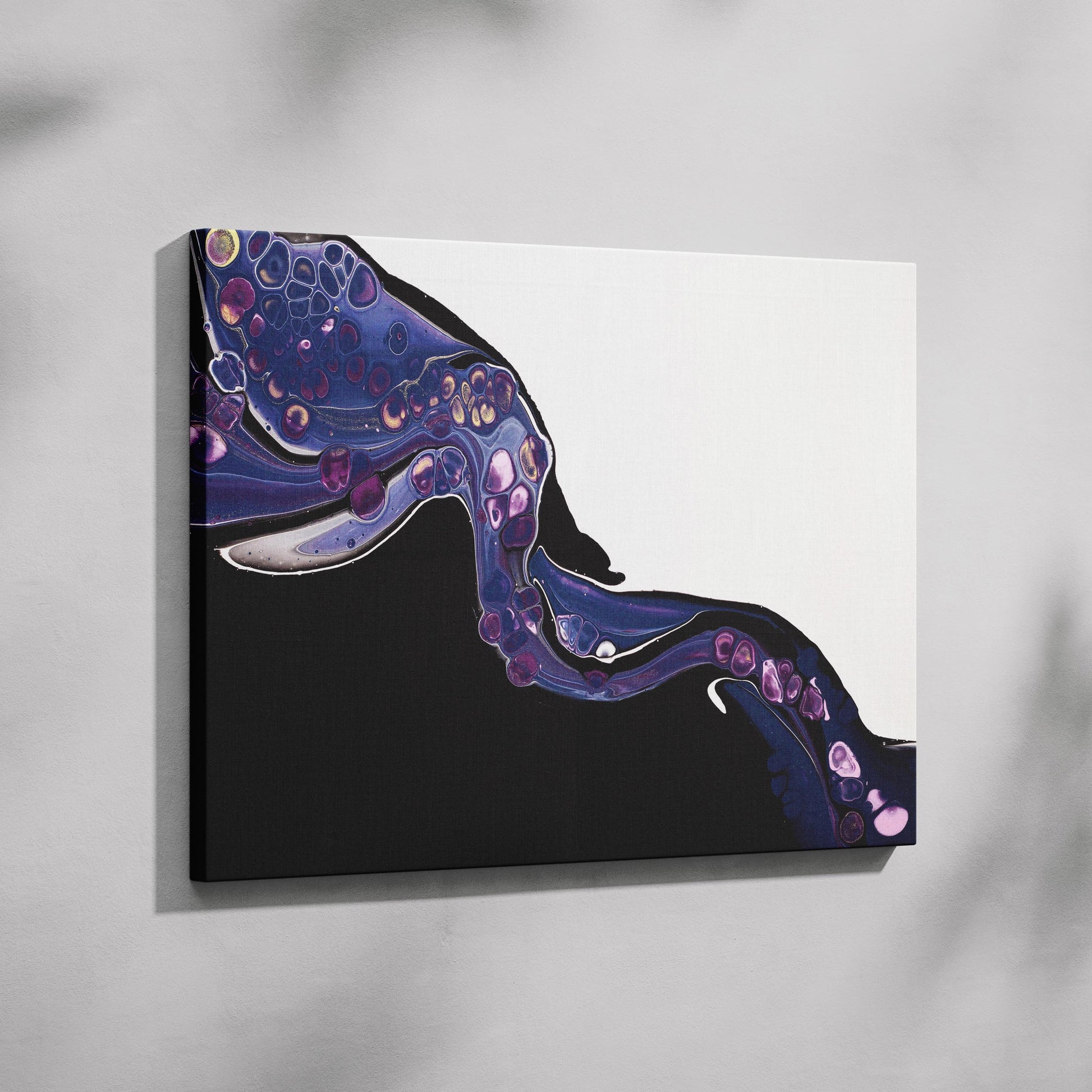 Cosmic Flow in Violet - Framed Canvas Wall Art Print - House Prints