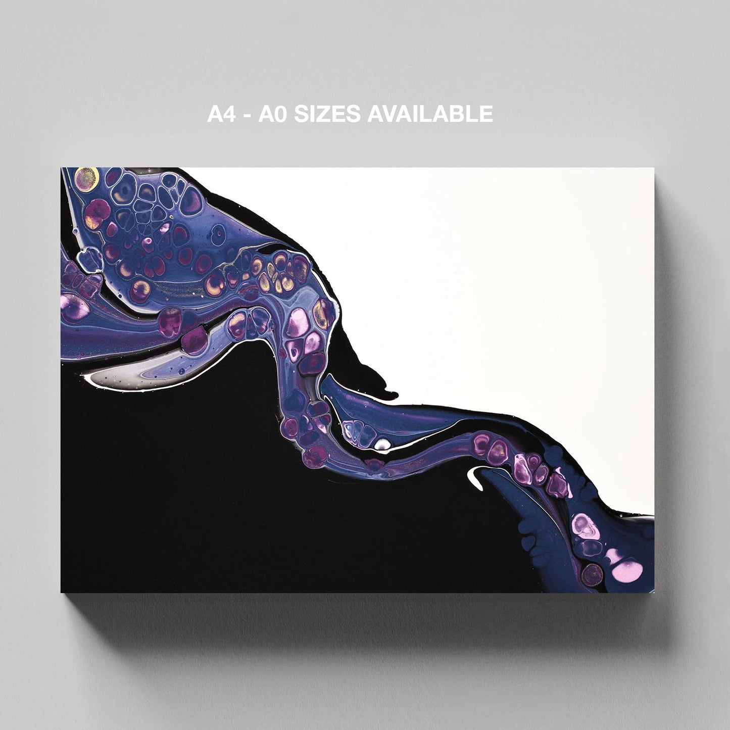 Cosmic Flow in Violet - Framed Canvas Wall Art Print - House Prints