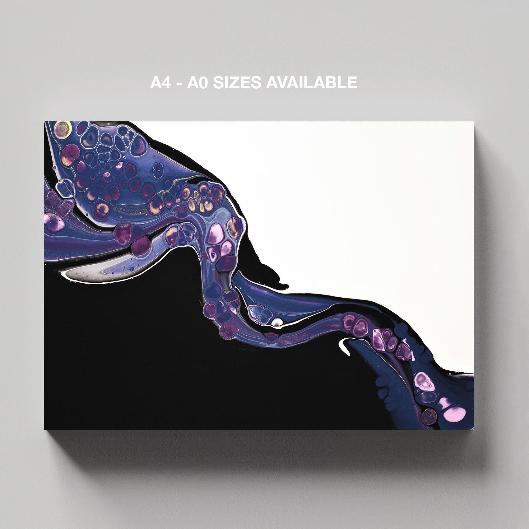 Cosmic Flow in Violet - Framed Canvas Wall Art Print - House Prints