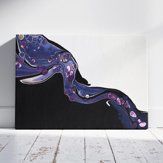 Cosmic Flow in Violet - Framed Canvas Wall Art Print - House Prints