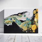 Celestial Abstract Waves of Gold - Framed Canvas Wall Art Print | House Prints
