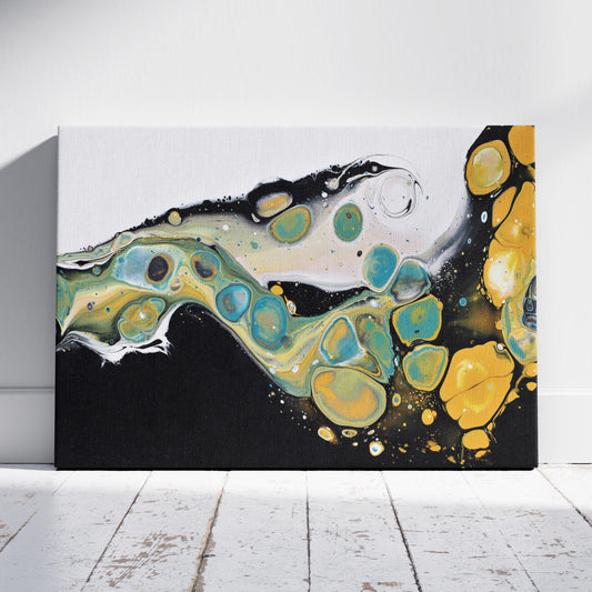 Celestial Abstract Waves of Gold - Framed Canvas Wall Art Print - House Prints
