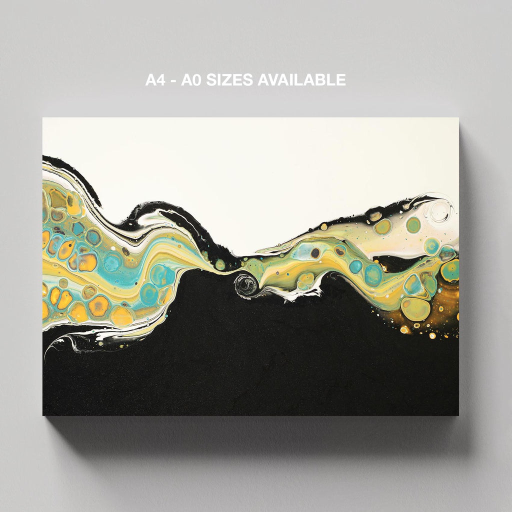 Abstract Golden Currents in Motion - Framed Canvas Wall Art Print | House Prints
