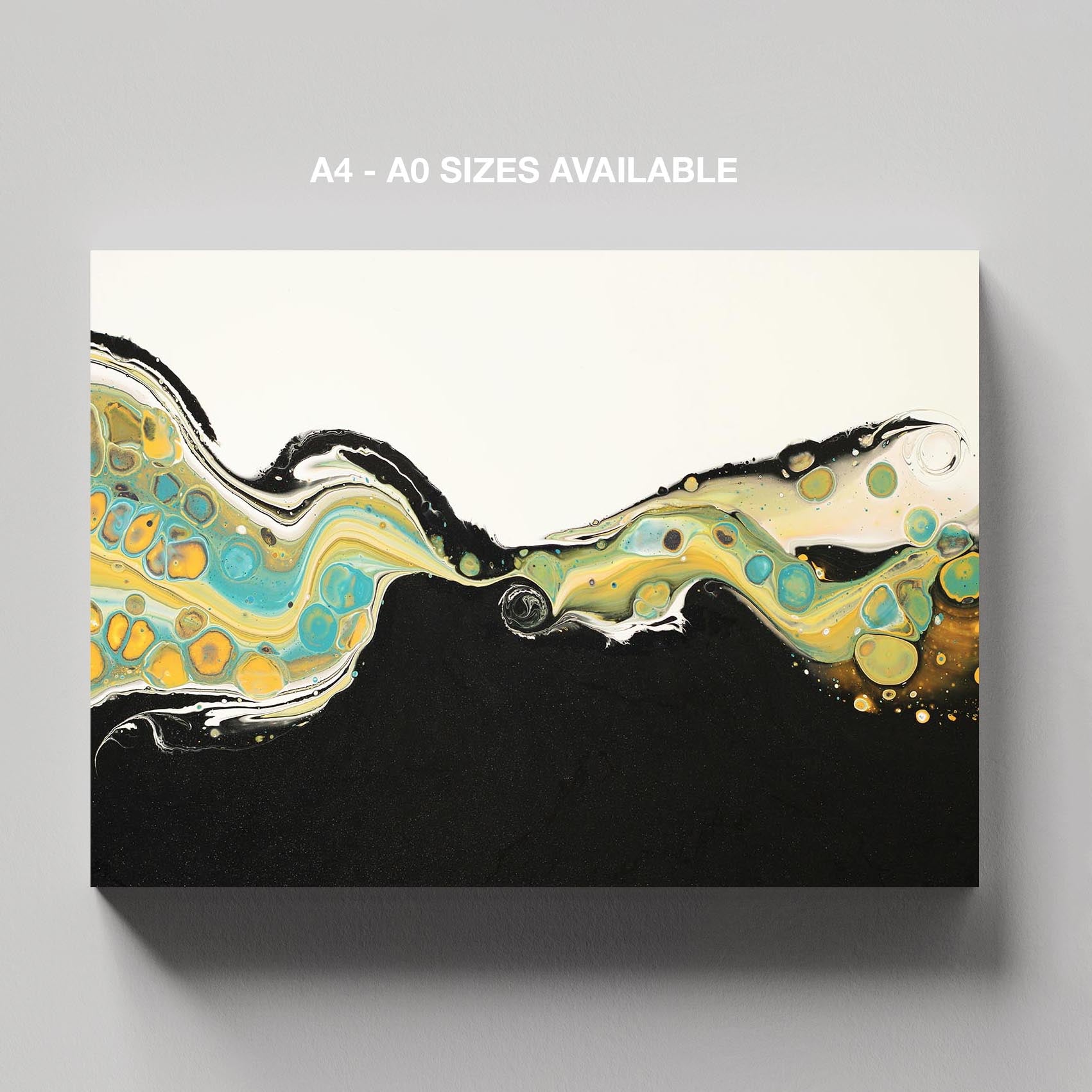 Abstract Golden Currents in Motion - Framed Canvas Wall Art Print | House Prints