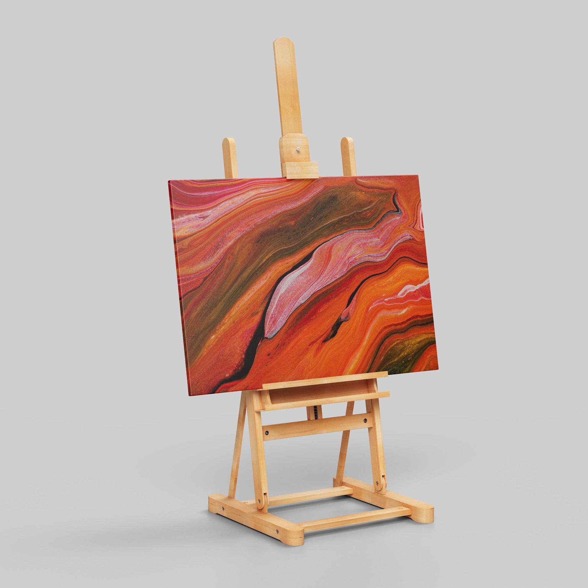 Crimson Red Waves of Earth - Framed Canvas Wall Art Print - House Prints