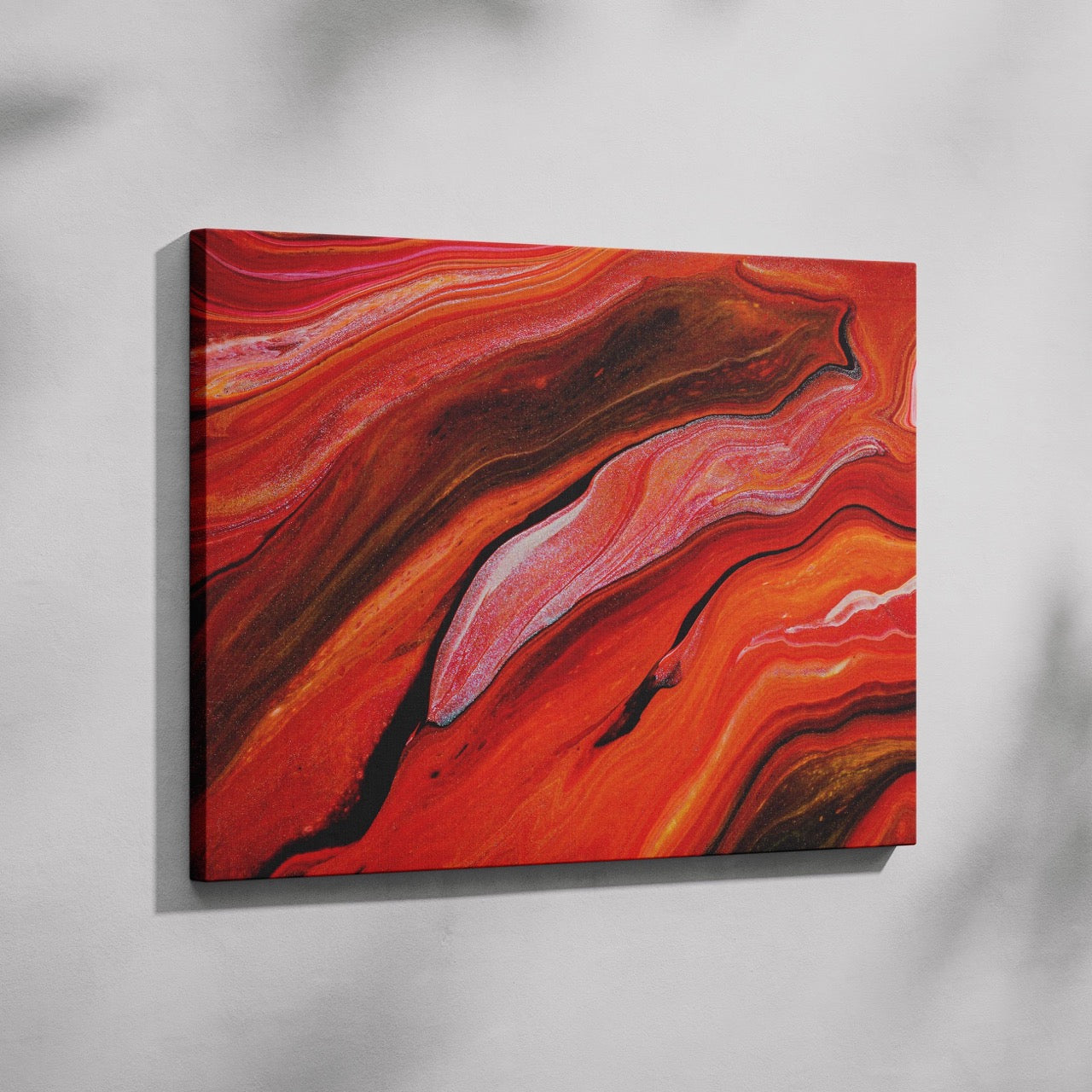 Crimson Red Waves of Earth - Framed Canvas Wall Art Print - House Prints