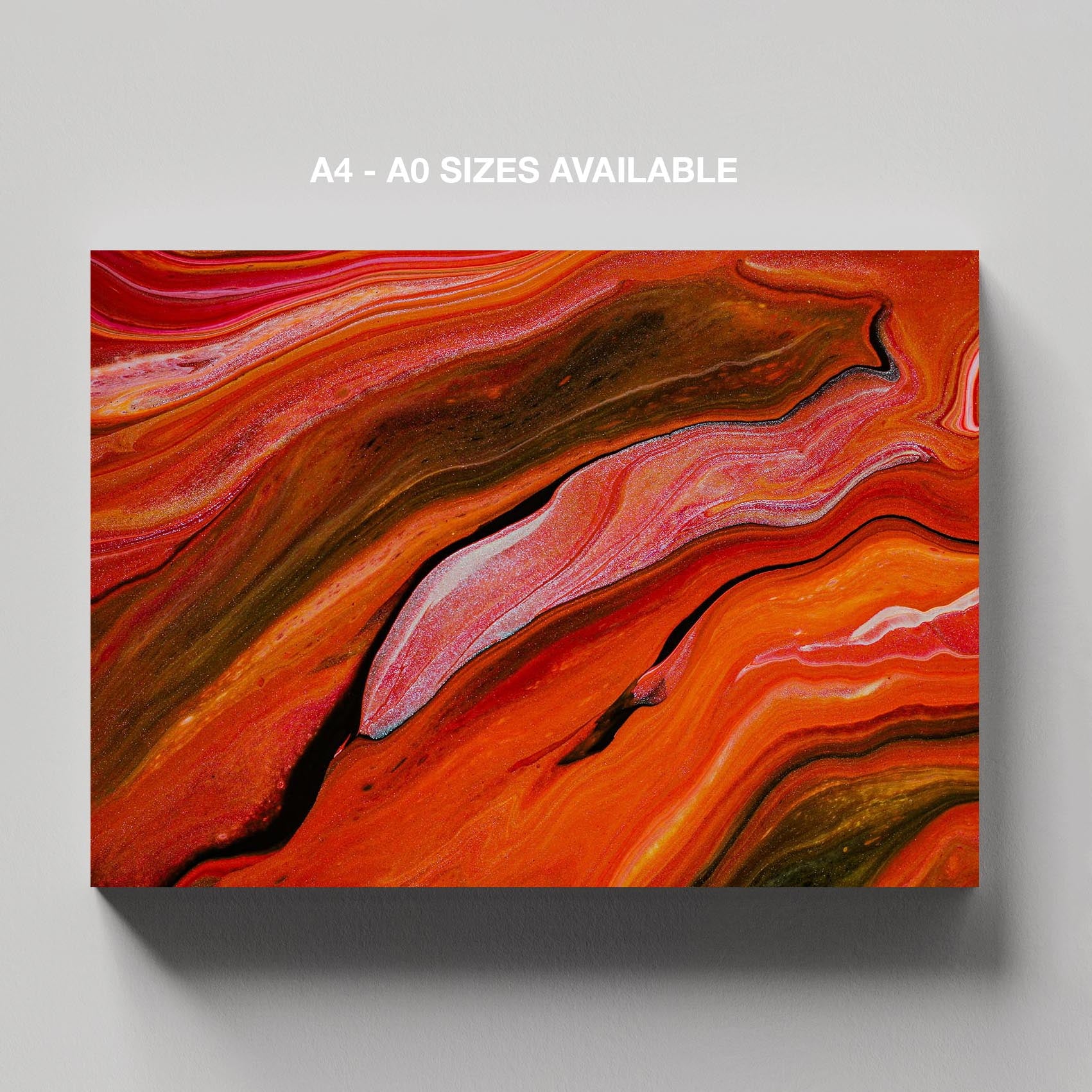 Crimson Red Waves of Earth - Framed Canvas Wall Art Print - House Prints