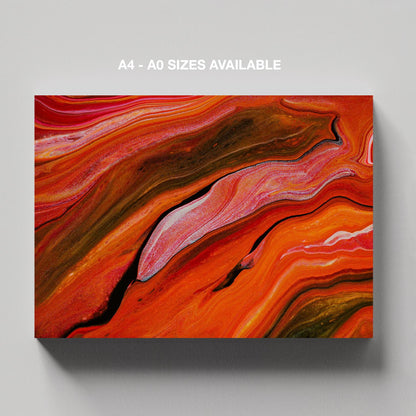 Crimson Red Waves of Earth - Framed Canvas Wall Art Print - House Prints
