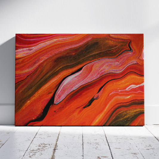 Crimson Red Waves of Earth - Framed Canvas Wall Art Print - House Prints