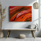 Crimson Red Waves of Earth - Framed Canvas Wall Art Print | House Prints